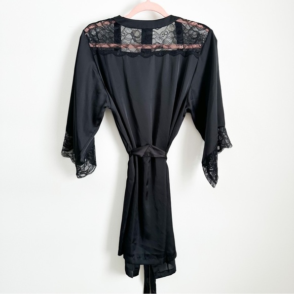 H&M Black Lace Satin Robe sz XS/S - Picture 6 of 9